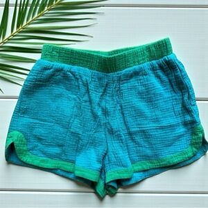 SHOW ME YOUR MUMU Hendrix Dolphin Shorts - Size Small - Teal & Green Gauze